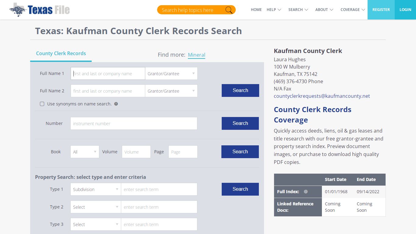 Kaufman County Clerk Records Search | TexasFile